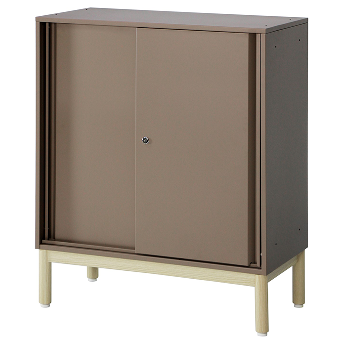 PREDONA スチール引違い扉書庫 2段 脚付き